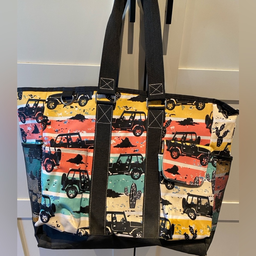 Colorful Jeep Print Big Tote Bag